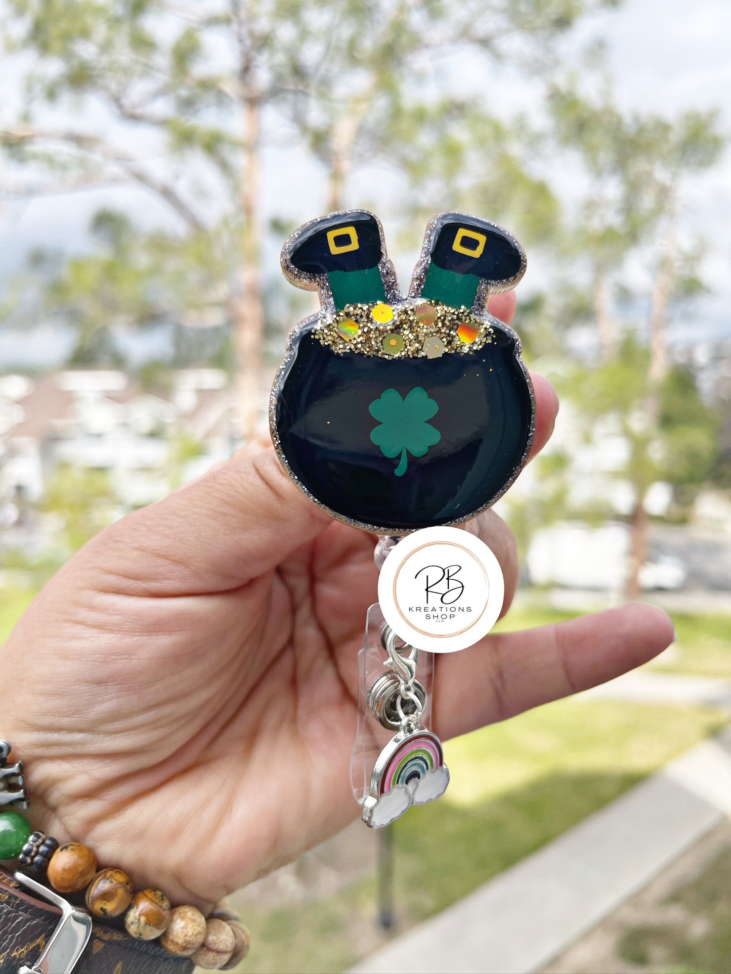 Pot of Gold badge reel | St. Patty’s Day | glitter badge reel | St. Patrick’s Day Badge Holder | Nurse | Badge Holder | Interchangeable