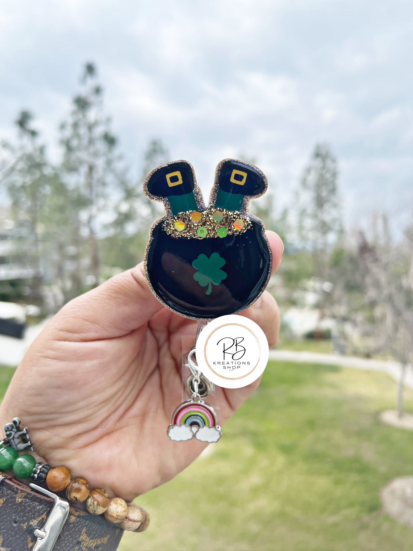 Pot of Gold badge reel | St. Patty’s Day | glitter badge reel | St. Patrick’s Day Badge Holder | Nurse | Badge Holder | Interchangeable