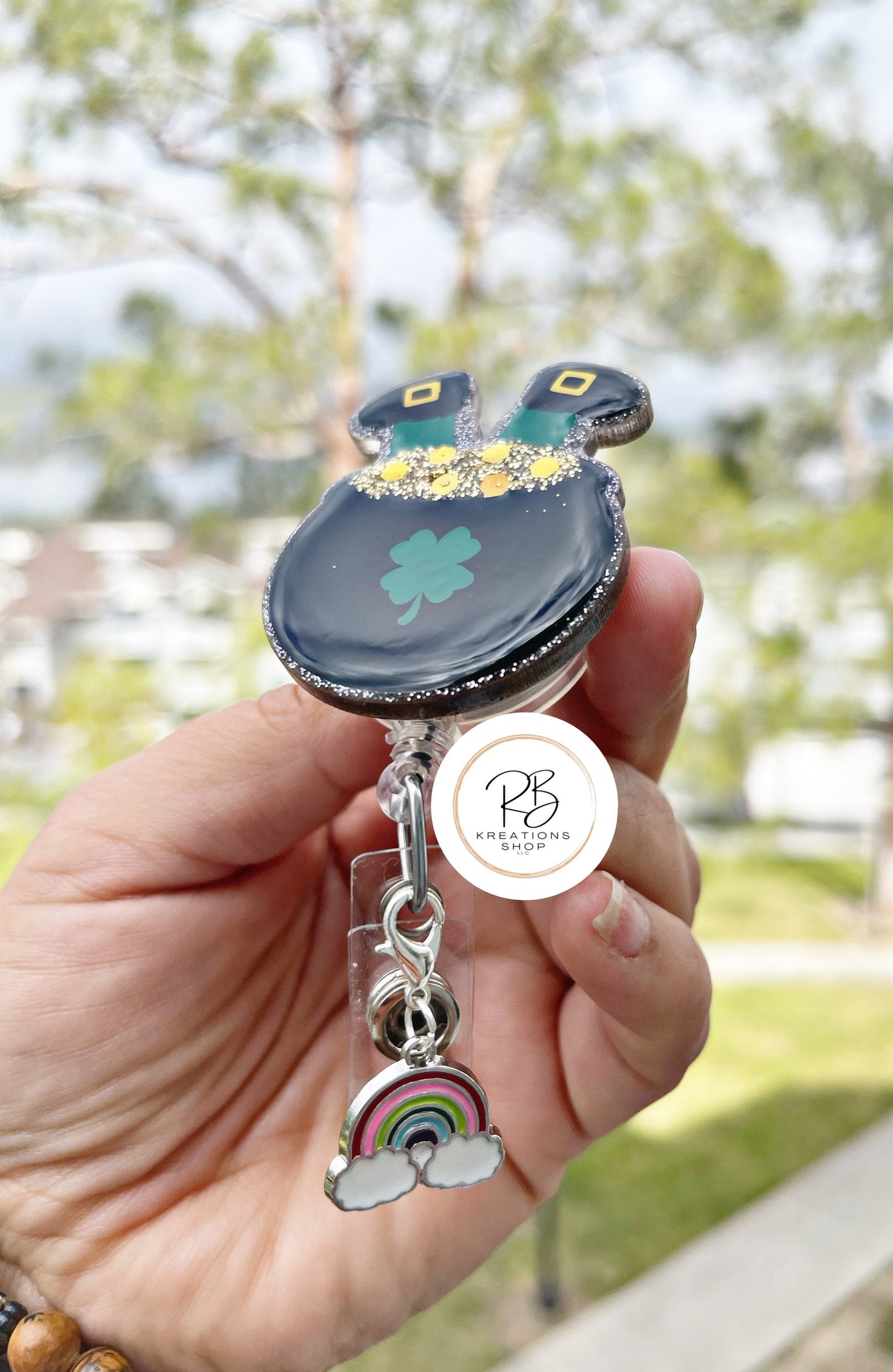 Pot of Gold badge reel | St. Patty’s Day | glitter badge reel | St. Patrick’s Day Badge Holder | Nurse | Badge Holder | Interchangeable