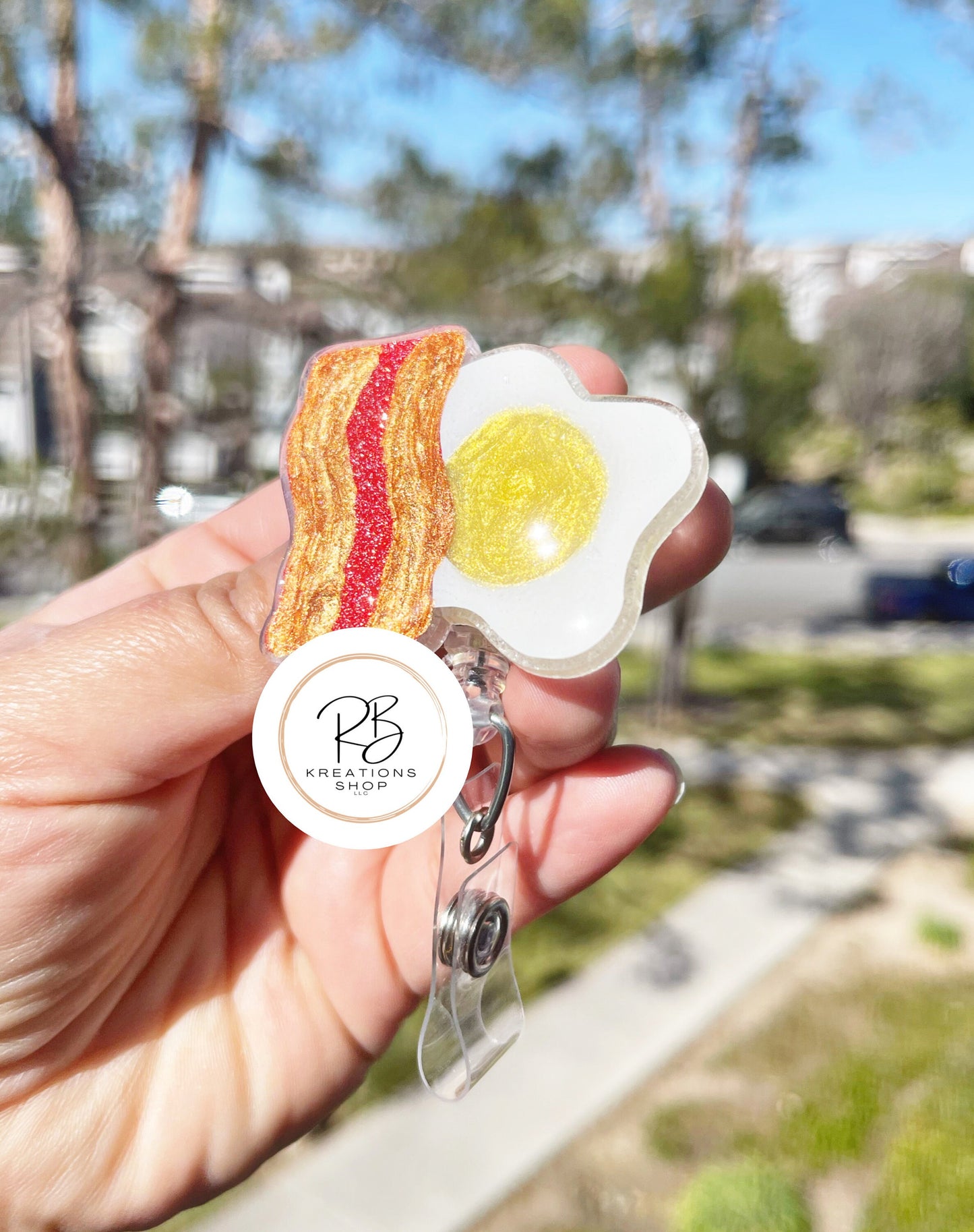Bacon and eggs Badge Reel | food Badge Holder | Bacon & egg Lovers | Breakfast badge reel | Nurse | Retractable | Interchangeable