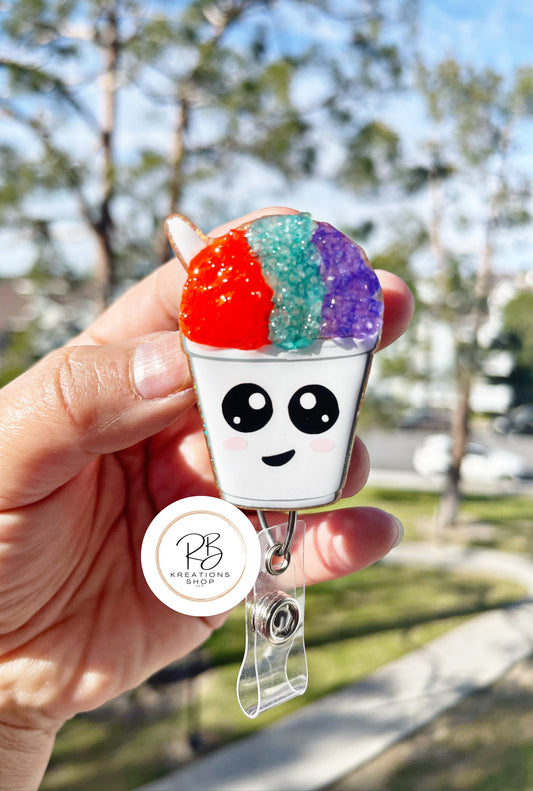Shaved ice badge reel | Snowball badge holder | Food badge reel | Nurse Badge Clip | Interchangeable