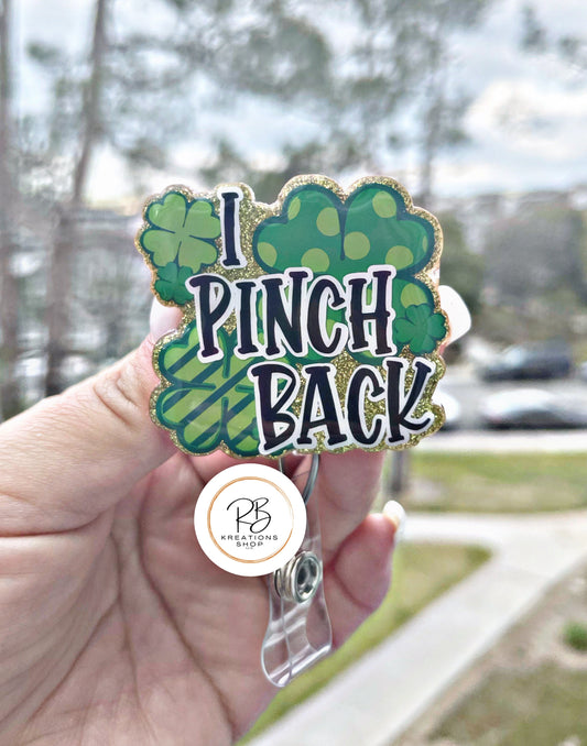 I Pinch Back Badge Reel | Retractable | St. Patricks Badge Holder | St. Pattys Day | Name tag holder | Interchangeable