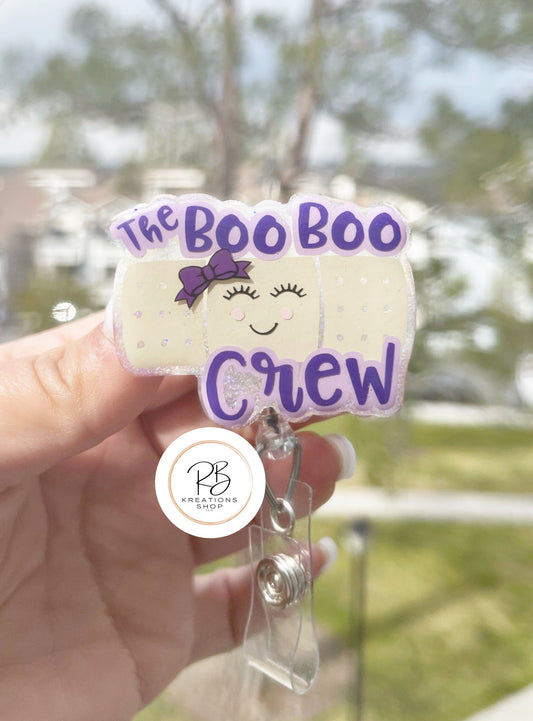 The Boo Boo Crew Badge Reel | Retractable | Bandage Badge Holder | Nurse Badge Reel | Name tag holder | Badge Clip | Interchangeable