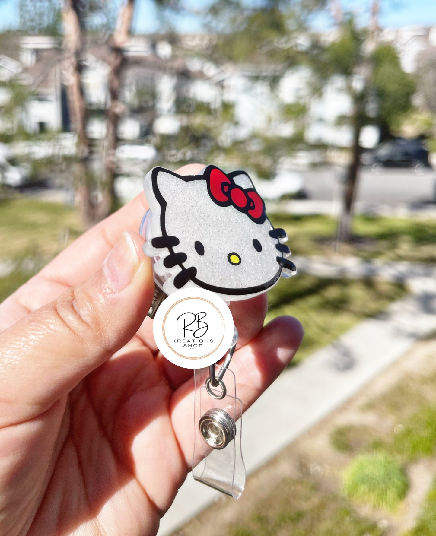 Kitty girl Badge Reel | Cute kitty  Badge Reel | Cute Badge Holder | Retractable | Name tag | Interchangeable