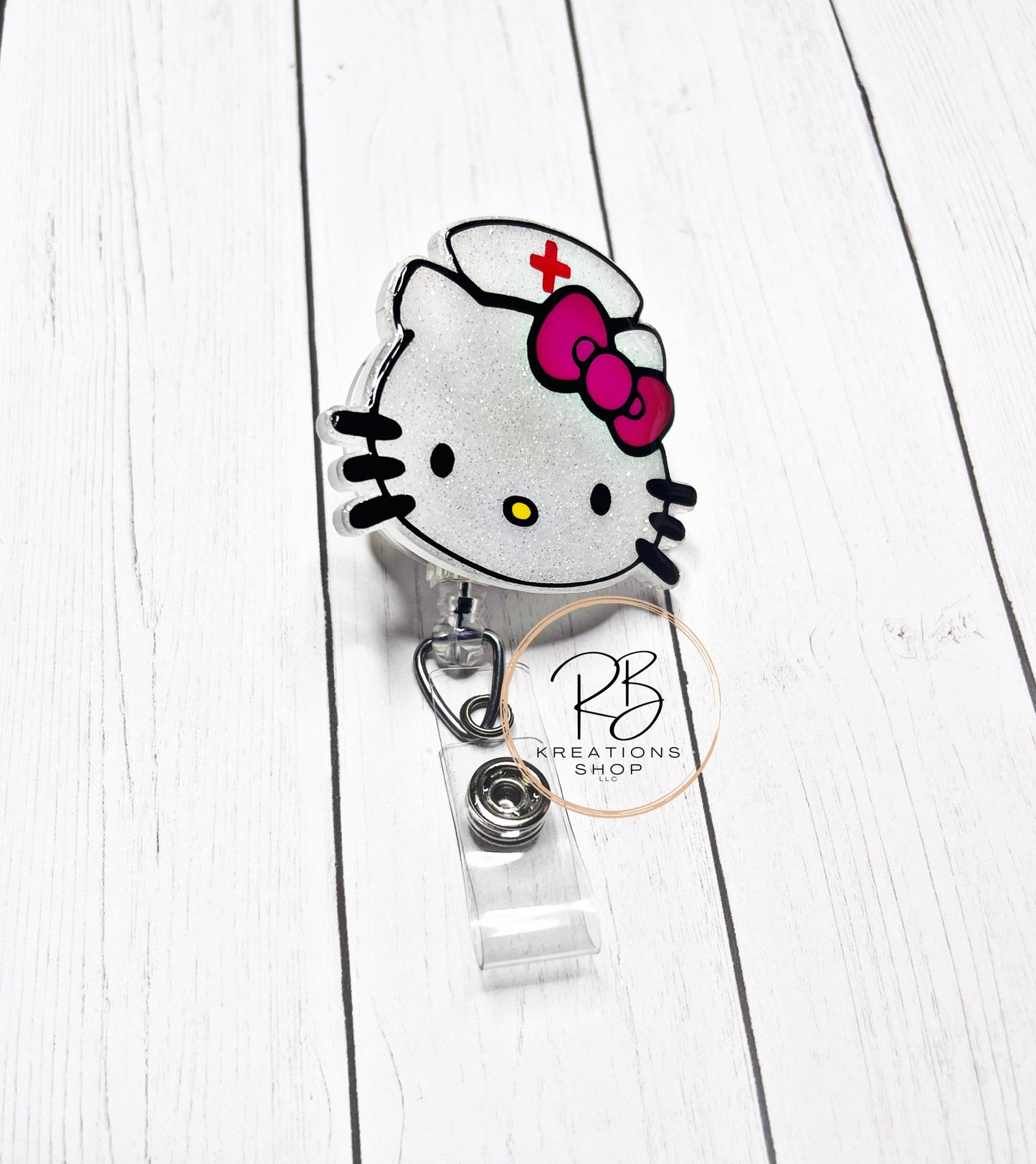 Nurse girl Badge Reel | Nurse Kat Badge Reel | Cute Badge Holder | Retractable | Name tag | Interchangeable