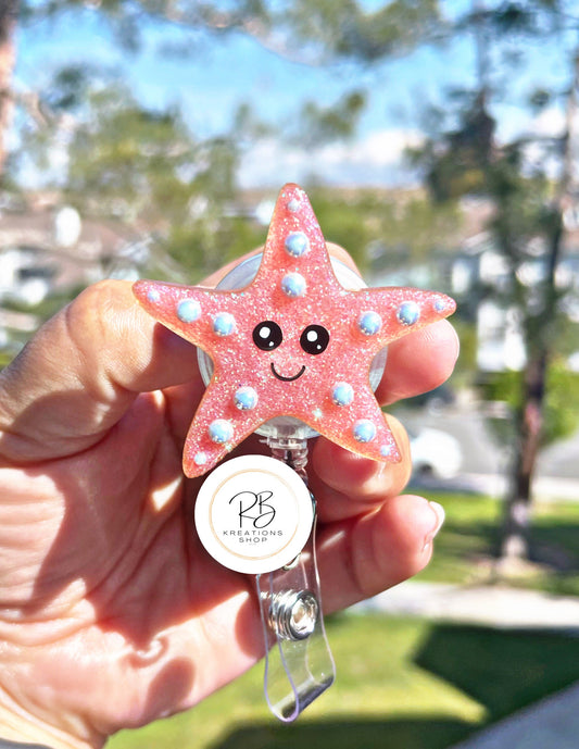 Starfish Badge Reel | Marine Life Badge Reel | Cute Badge Holder | Retractable | Name tag | Interchangeable | Starfish clip