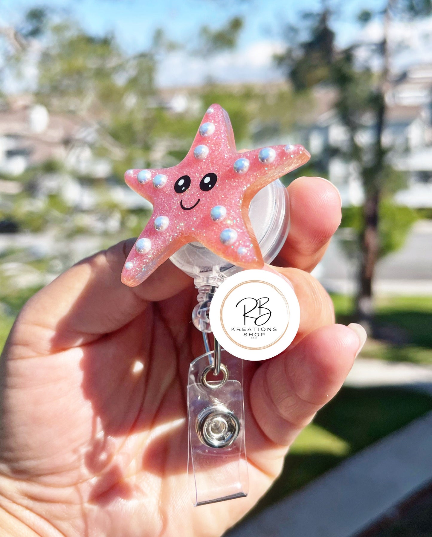 Starfish Badge Reel | Marine Life Badge Reel | Cute Badge Holder | Retractable | Name tag | Interchangeable | Starfish clip