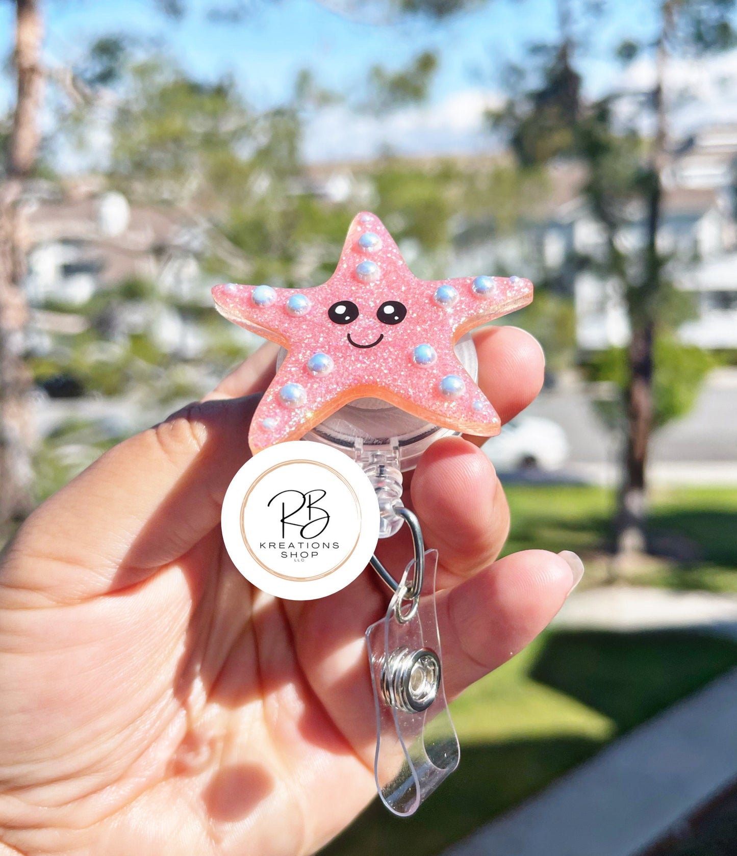 Starfish Badge Reel | Marine Life Badge Reel | Cute Badge Holder | Retractable | Name tag | Interchangeable | Starfish clip