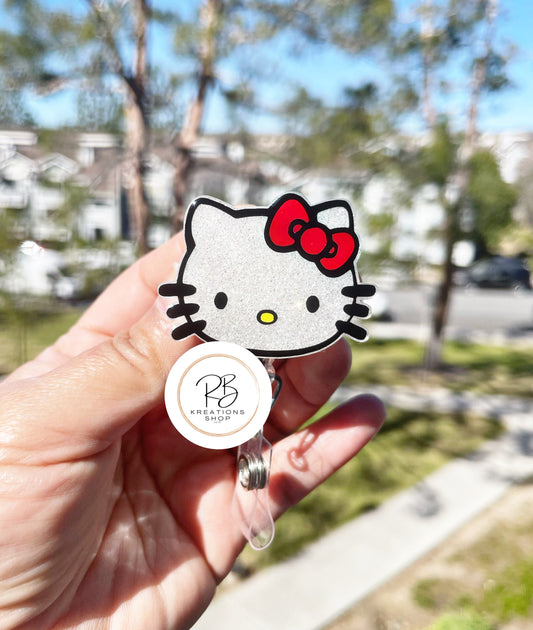 Kitty girl Badge Reel | Cute kitty  Badge Reel | Cute Badge Holder | Retractable | Name tag | Interchangeable