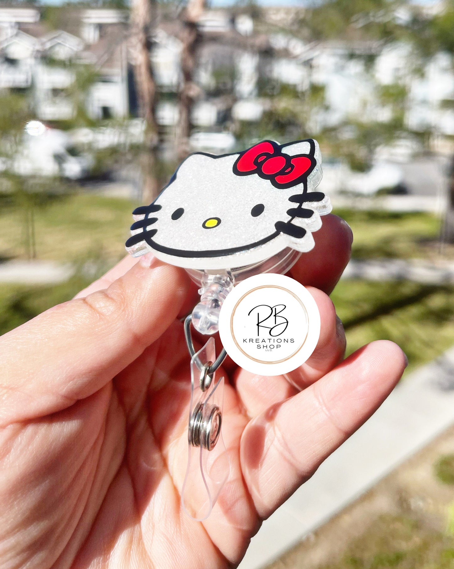 Kitty girl Badge Reel | Cute kitty  Badge Reel | Cute Badge Holder | Retractable | Name tag | Interchangeable