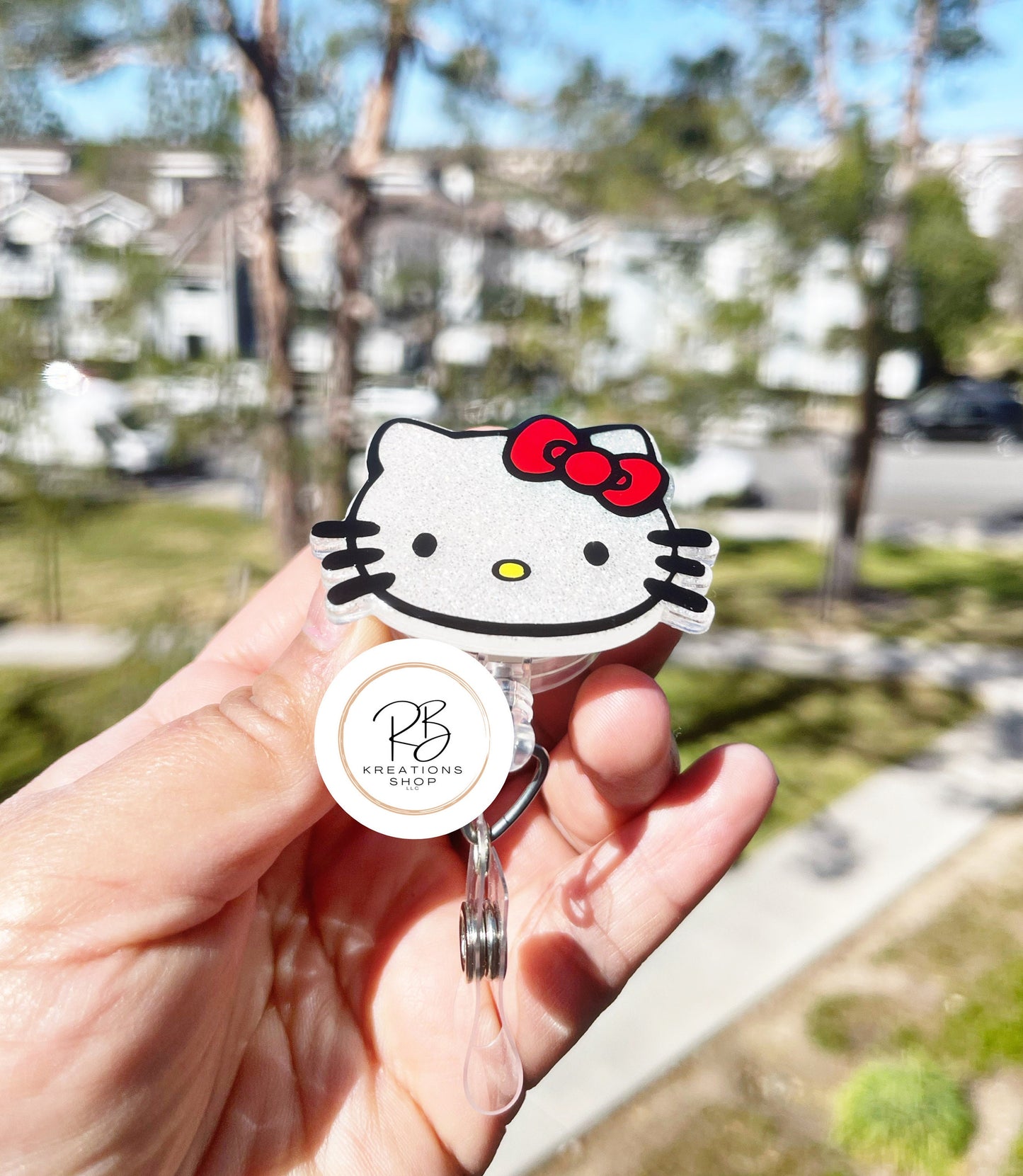 Kitty girl Badge Reel | Cute kitty  Badge Reel | Cute Badge Holder | Retractable | Name tag | Interchangeable