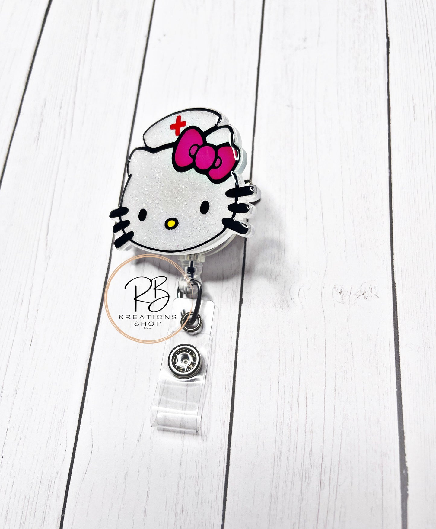 Nurse girl Badge Reel | Nurse Kat Badge Reel | Cute Badge Holder | Retractable | Name tag | Interchangeable
