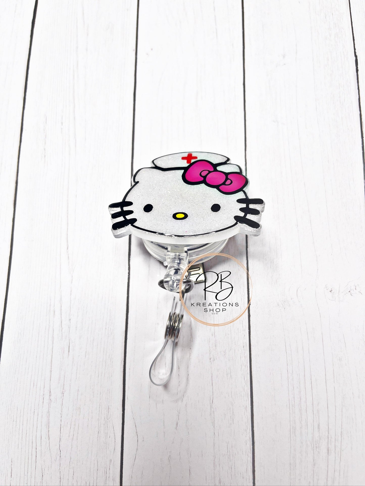 Nurse girl Badge Reel | Nurse Kat Badge Reel | Cute Badge Holder | Retractable | Name tag | Interchangeable