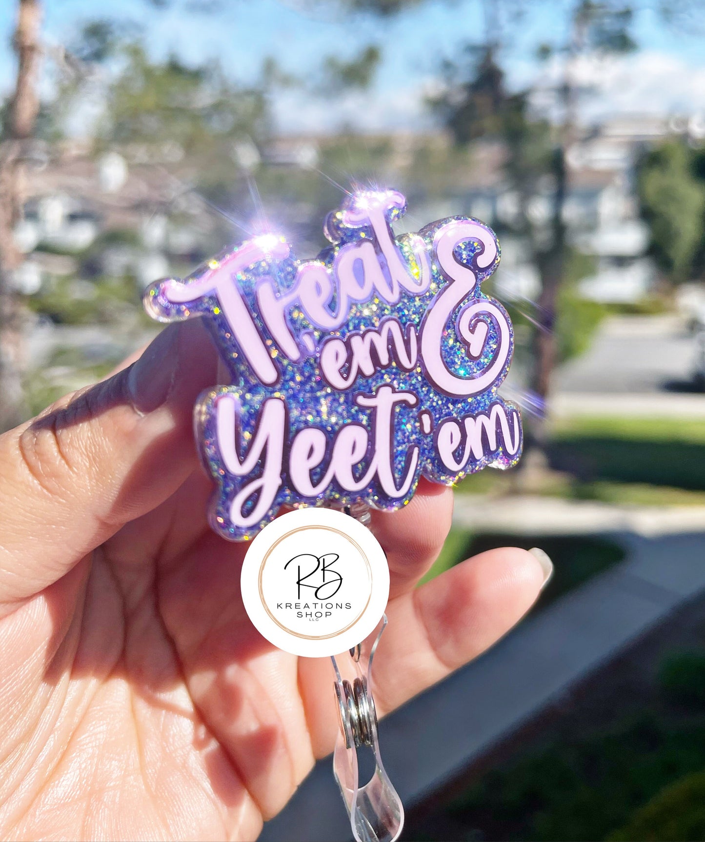 Treat ‘em & Yeet ‘em badge reel | Nurse Badge Holder | Funny badge holder | Interchangeable