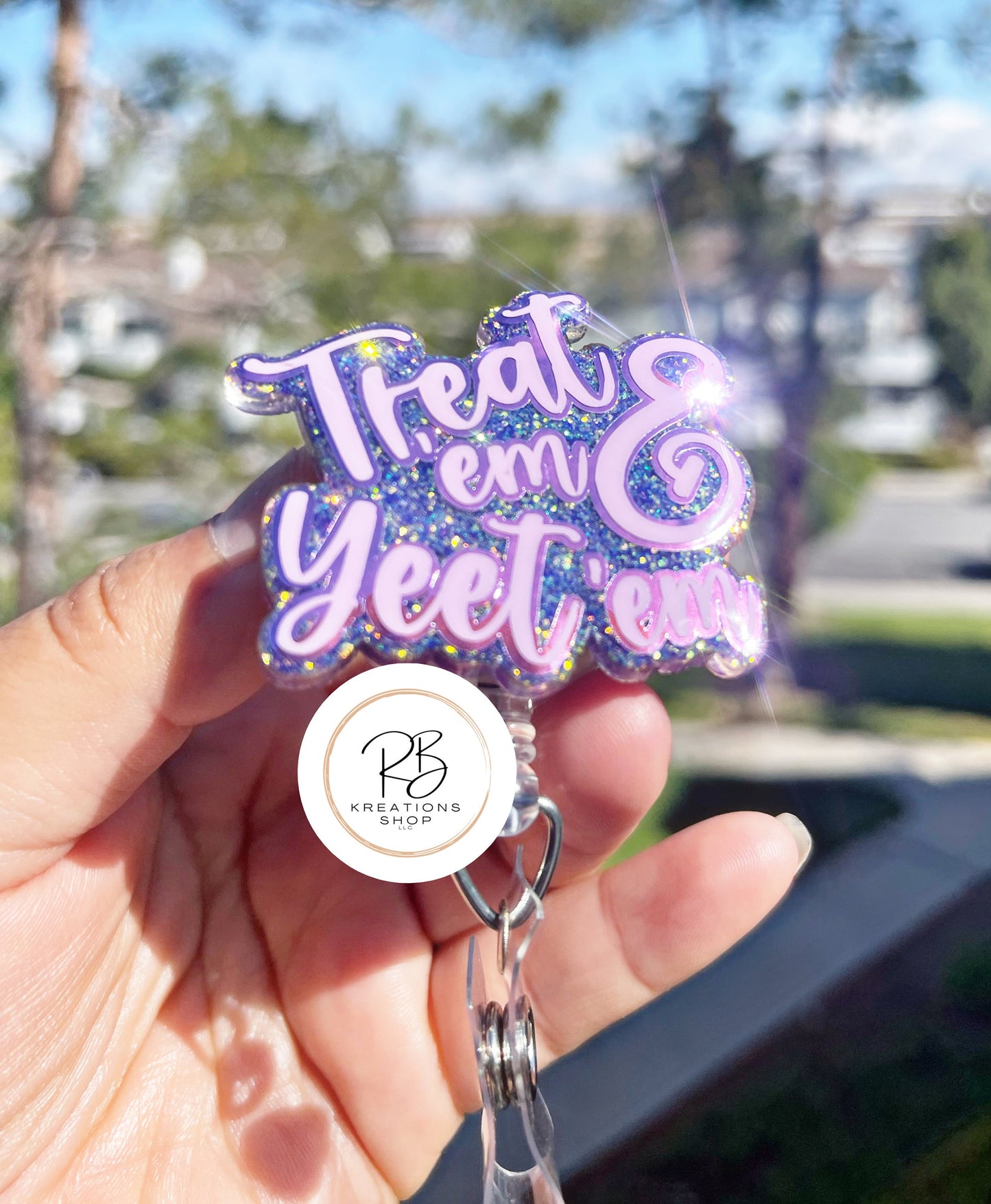 Treat ‘em & Yeet ‘em badge reel | Nurse Badge Holder | Funny badge holder | Interchangeable
