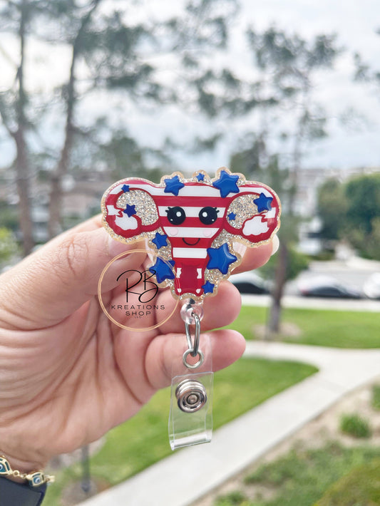 Patriotic Uterus Badge Reels | Fourth of July Badge Reels | Patriotic Badge reels |