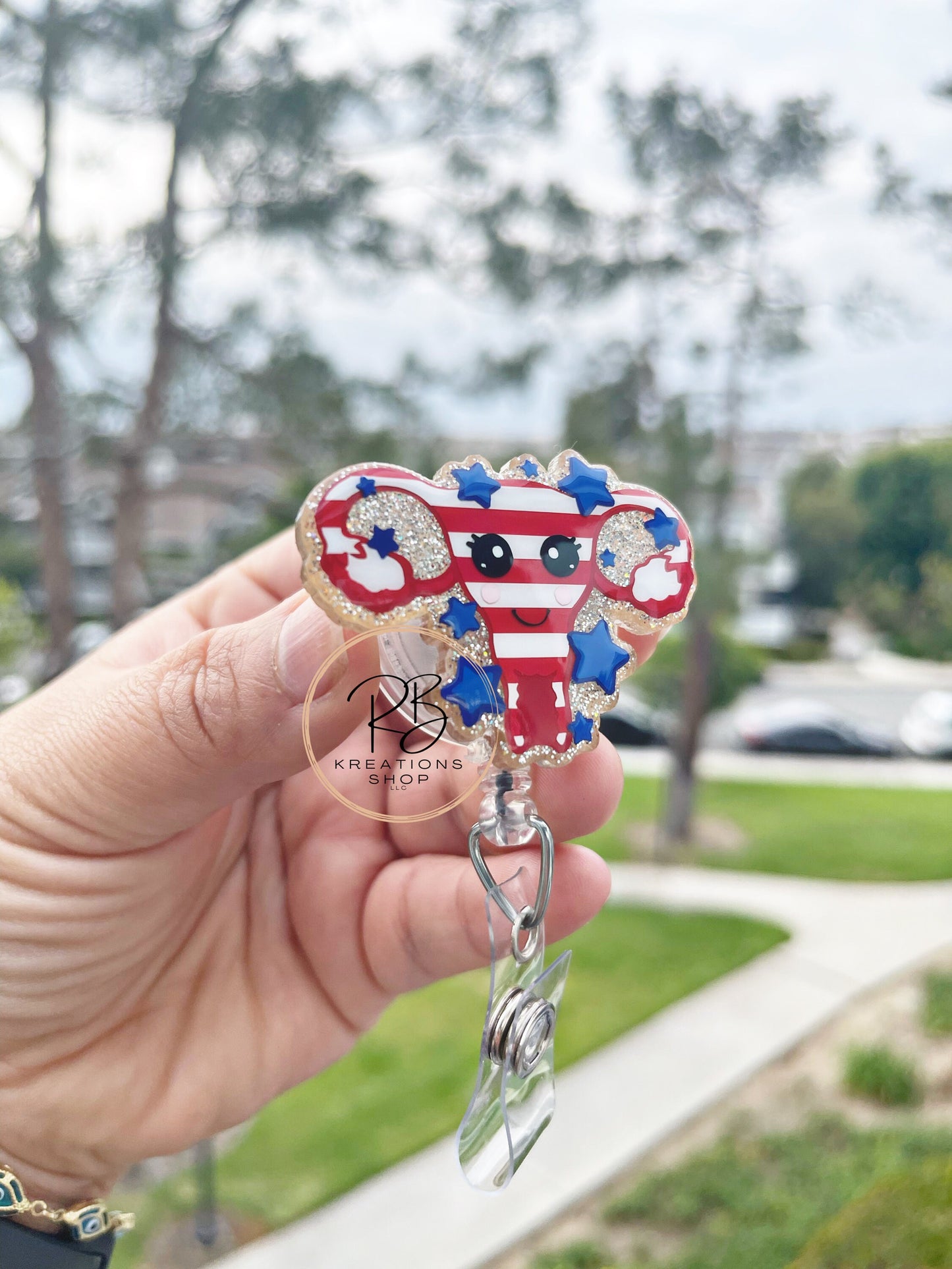 Patriotic Uterus Badge Reels | Fourth of July Badge Reels | Patriotic Badge reels |