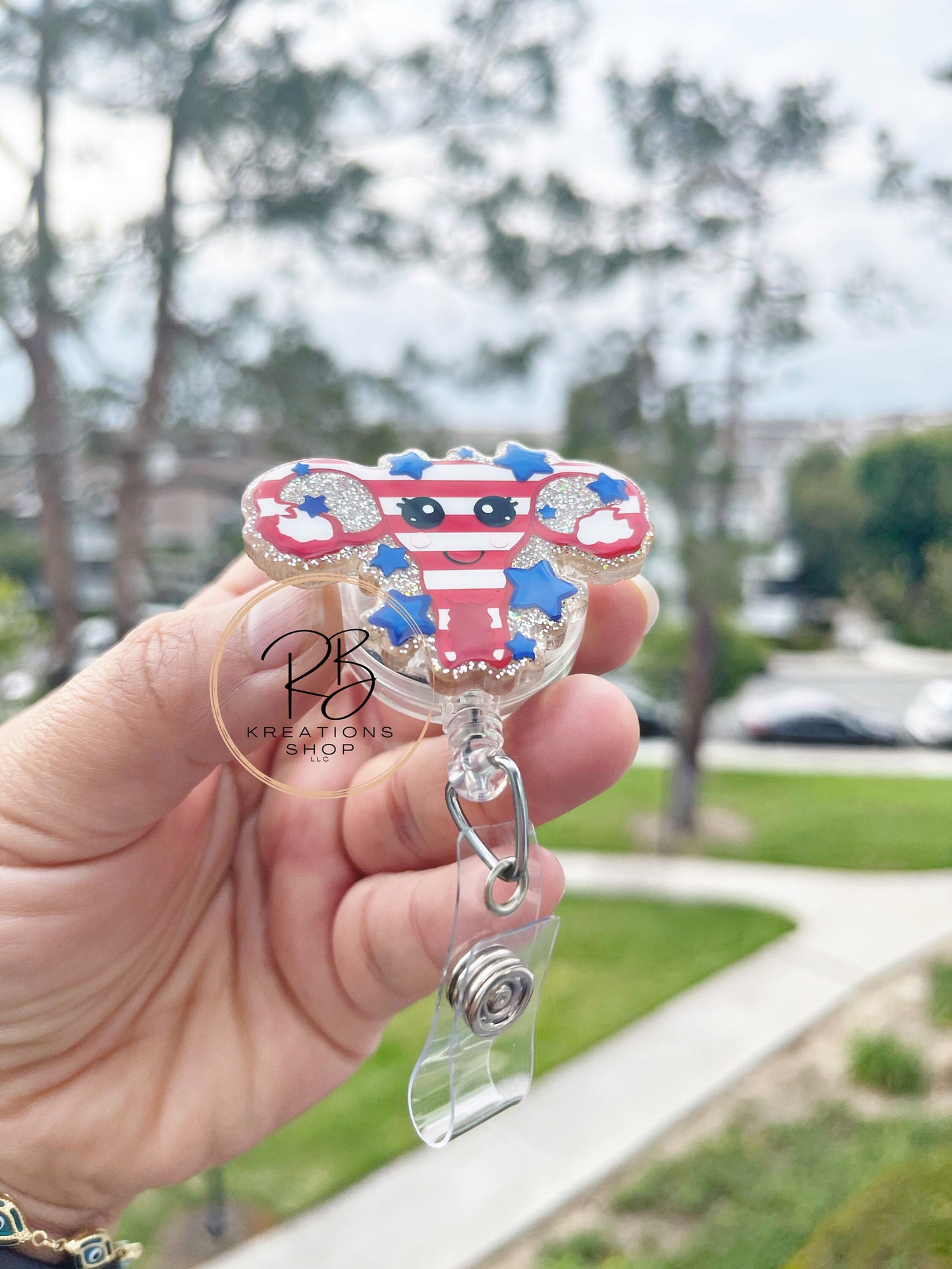 Patriotic Uterus Badge Reels | Fourth of July Badge Reels | Patriotic Badge reels |