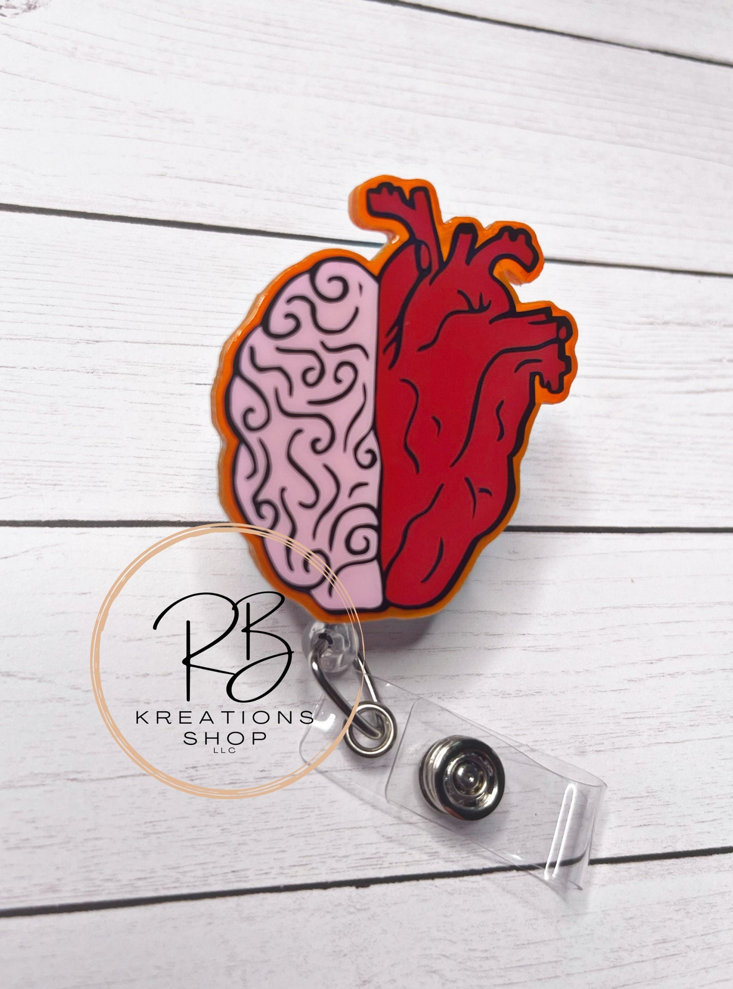 Brain/Heart Badge reel | Heart Brain | Medical Badge Reel | Neurology | Cardiology | Nurses | Retractable | Interchangeable | No glitter