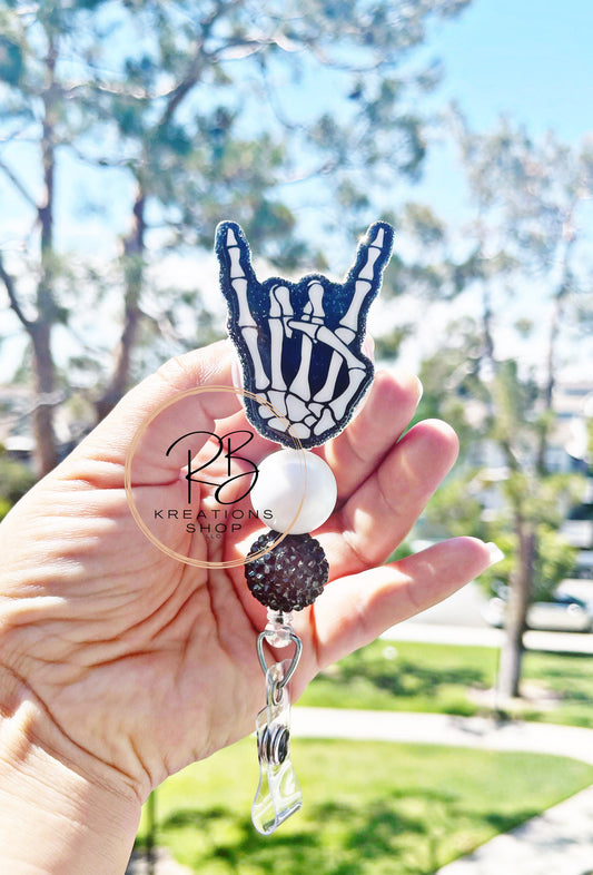 Rock on Skeleton hand Badge Reel | Skeleton hand Badge Reel | Xray tech