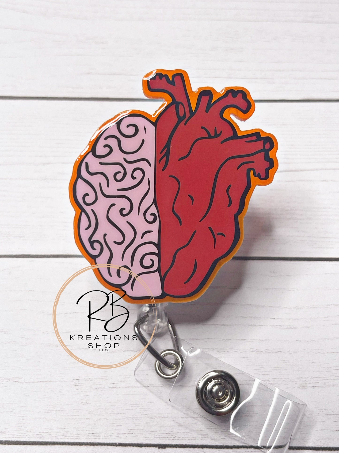 Brain/Heart Badge reel | Heart Brain | Medical Badge Reel | Neurology | Cardiology | Nurses | Retractable | Interchangeable | No glitter