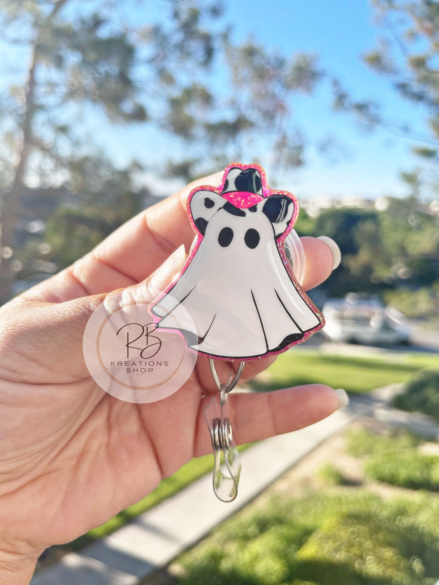 Cowboy Ghost Badge Reel | Ghost Badge Reel | Cowboy Ghost Badge Holder | Nurses | Halloween Badge reel | Fun and playful badge