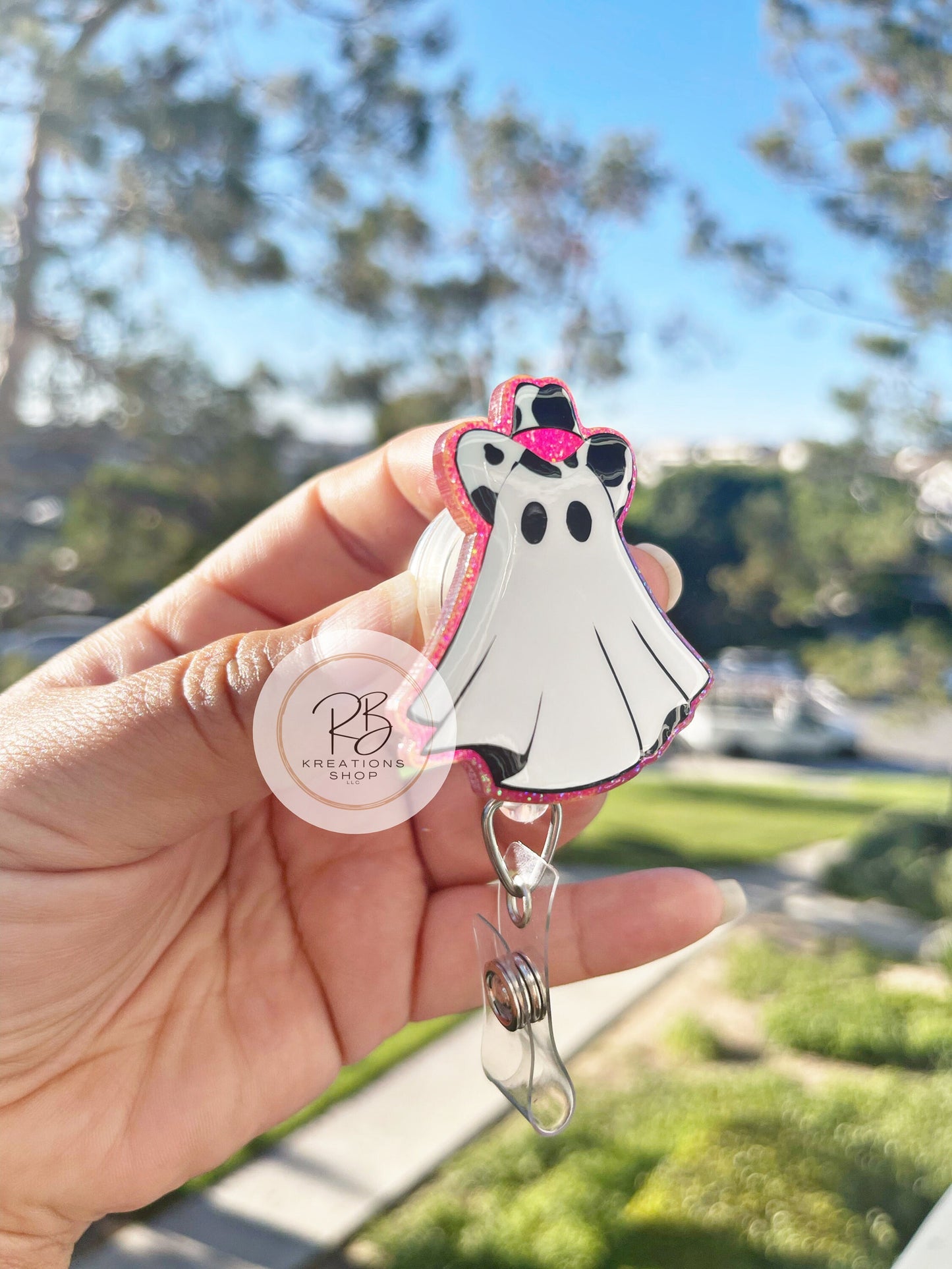 Cowboy Ghost Badge Reel | Ghost Badge Reel | Cowboy Ghost Badge Holder | Nurses | Halloween Badge reel | Fun and playful badge