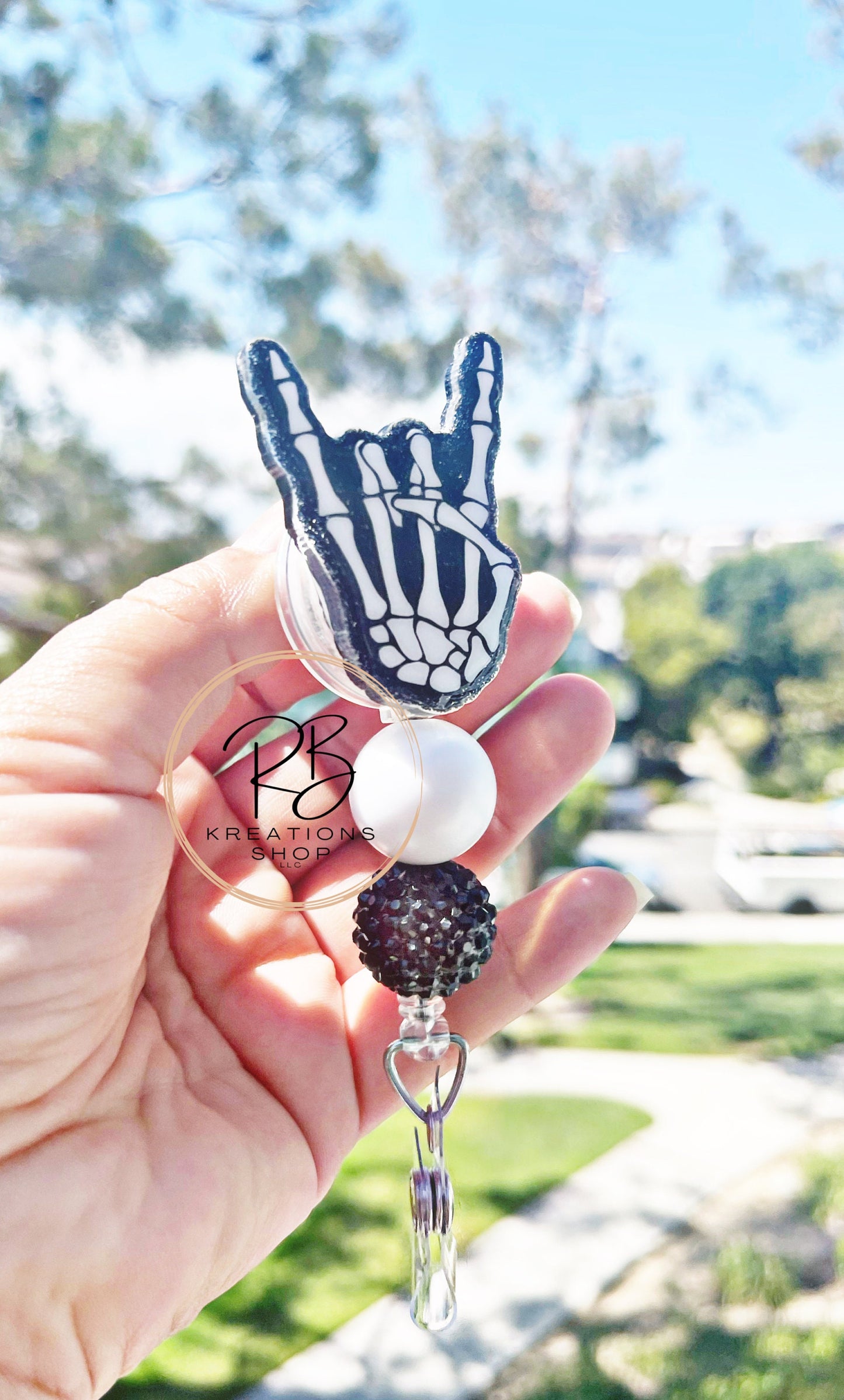 Rock on Skeleton hand Badge Reel | Skeleton hand Badge Reel | Xray tech