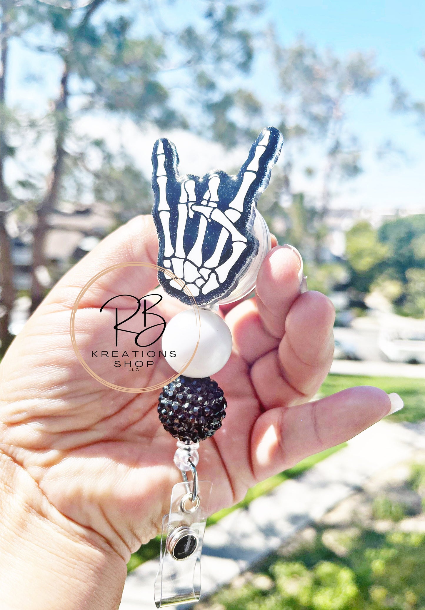 Rock on Skeleton hand Badge Reel | Skeleton hand Badge Reel | Xray tech