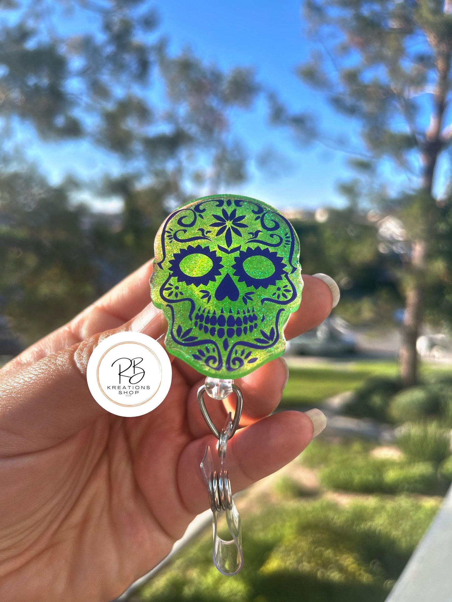 Purple Sugar Skull Badge Reel | Die de Los Muertos Badge Reel | Skull Badge Holder | Holiday Badge Holder | Nurses |