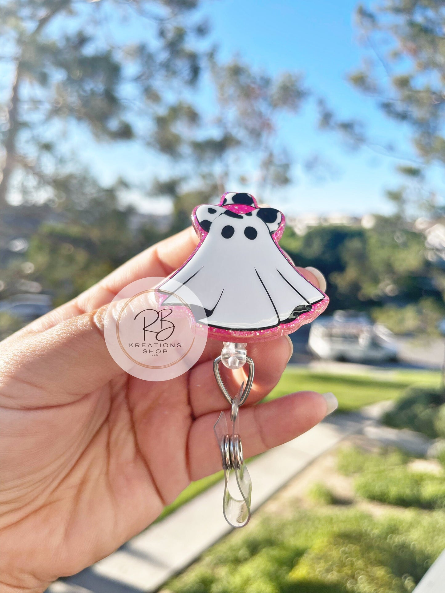 Cowboy Ghost Badge Reel | Ghost Badge Reel | Cowboy Ghost Badge Holder | Nurses | Halloween Badge reel | Fun and playful badge