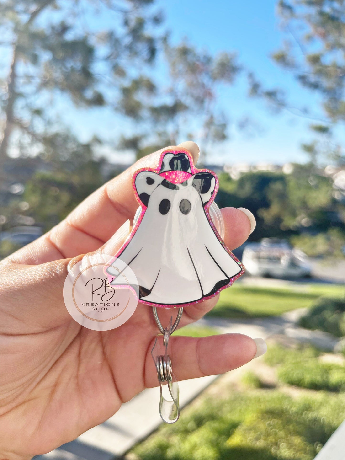 Cowboy Ghost Badge Reel | Ghost Badge Reel | Cowboy Ghost Badge Holder | Nurses | Halloween Badge reel | Fun and playful badge
