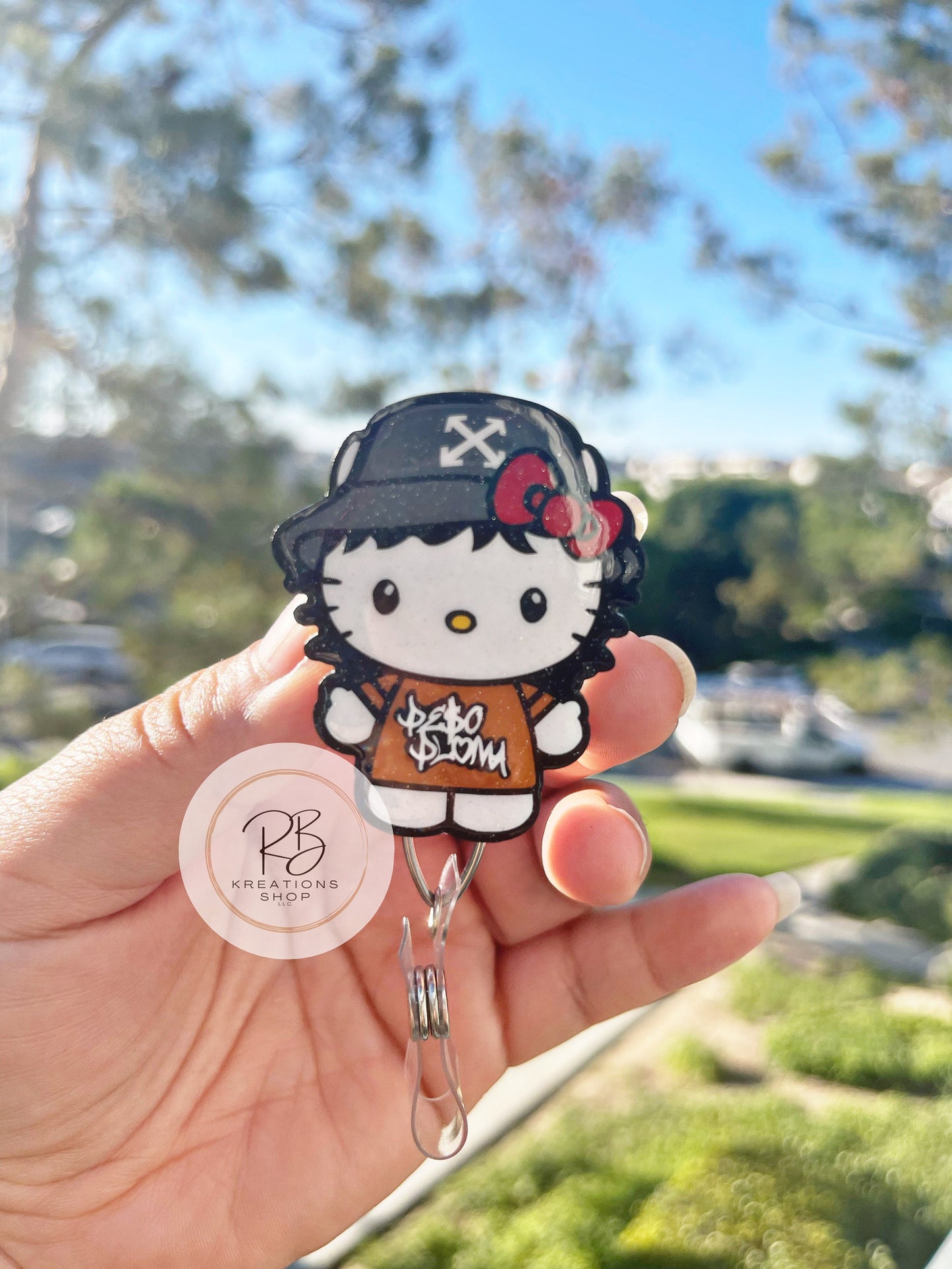 Peso Pluma Badge Reel | Kittie Peso Pluma Badge Reel | Badge Holder | Fun and playful badge