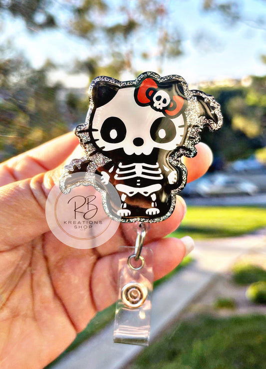 Skeleton girl Badge reel | Halloween badge reel | Medical Badge Reel | Hospital Staff | Nurses | Retractable | Interchangeable |