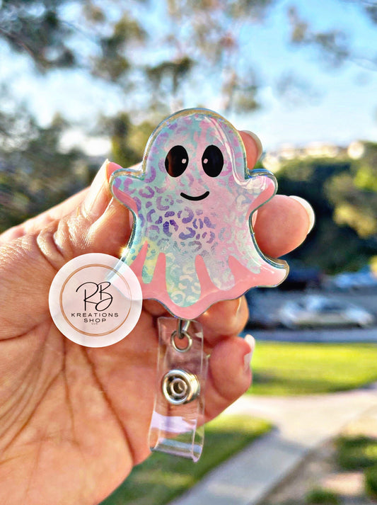 Pastel Ghost Badge reel #2 | Cute Halloween | Medical Badge Reel | Hospital Staff | Nurses | Retractable | Interchangeable |
