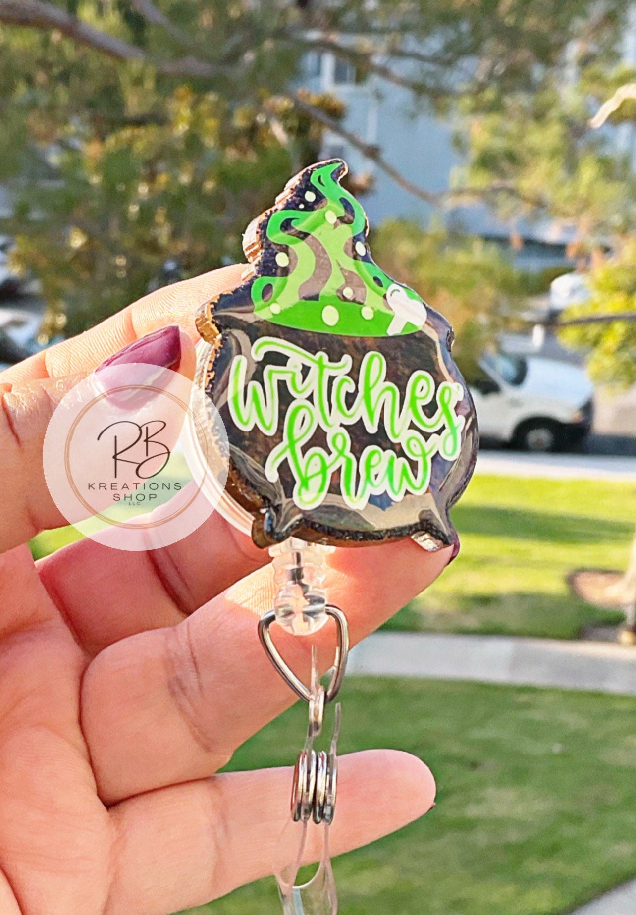 Witches Brew Cauldron badge reel | Halloween Cauldron Badge reel | Medical Badge Reel | Nurses | Retractable | Interchangeable |