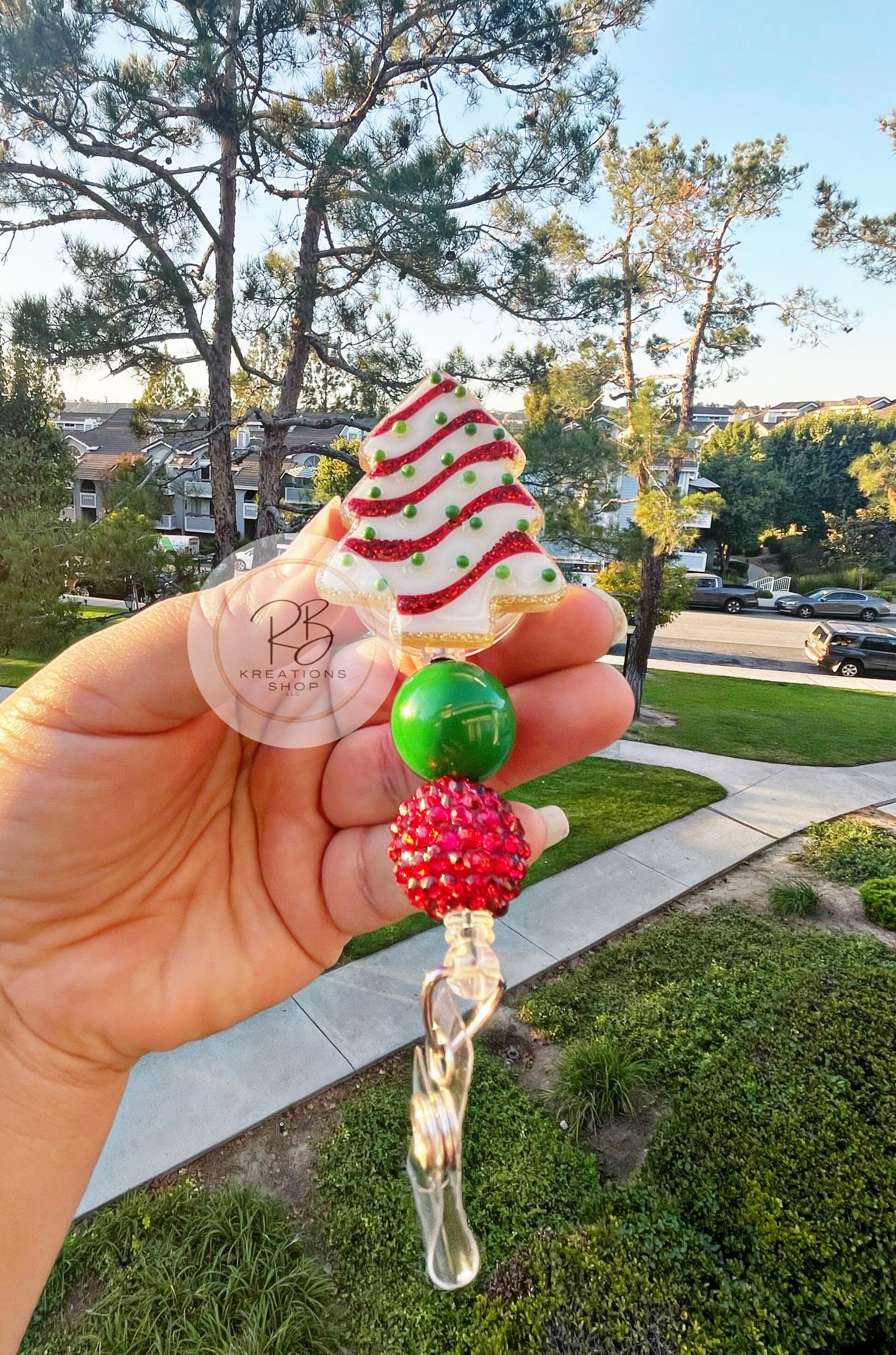 Christmas tree cookie with beads | Christmas Tree | Sprinkle Tree cookie | Medical Badge Reel | Nurses | Retractable | Interchangeable |