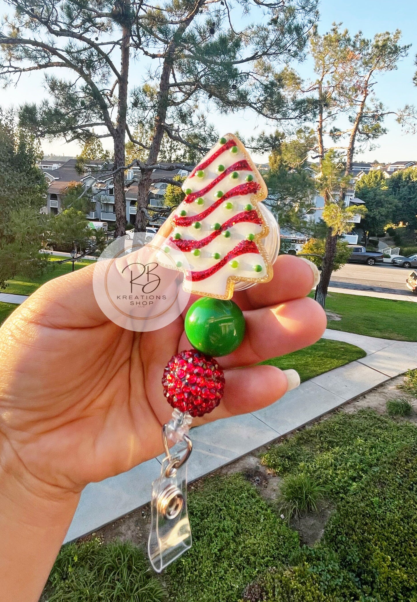 Christmas tree cookie with beads | Christmas Tree | Sprinkle Tree cookie | Medical Badge Reel | Nurses | Retractable | Interchangeable |