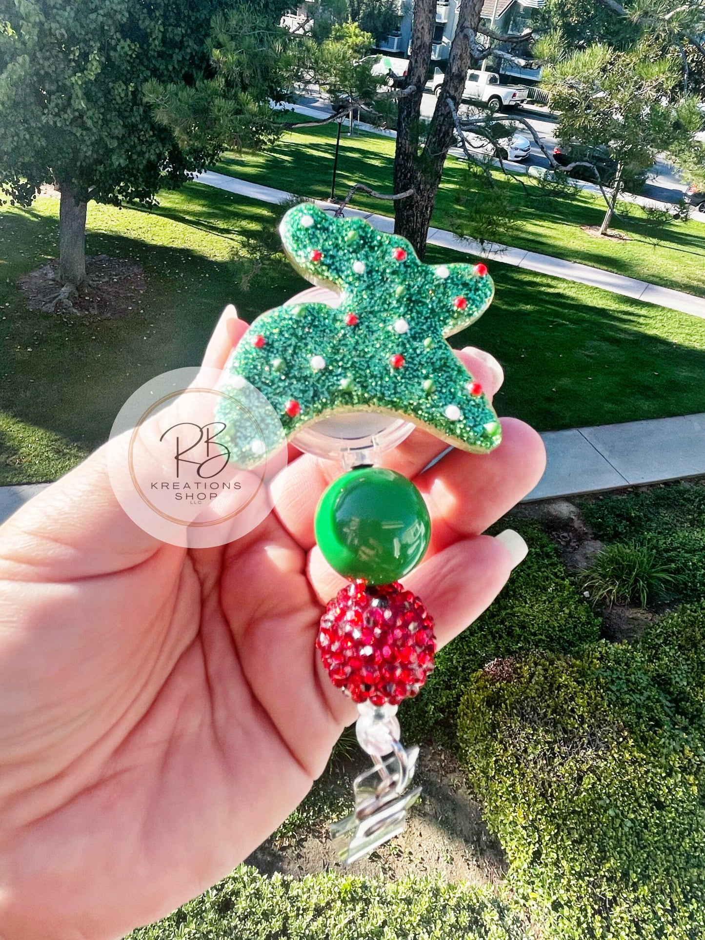 Reindeer animal cookie with beads badge reel | Reindeer cookie| Sprinkle Reindeer cookie | Medical Badge | Retractable | Interchangeable |