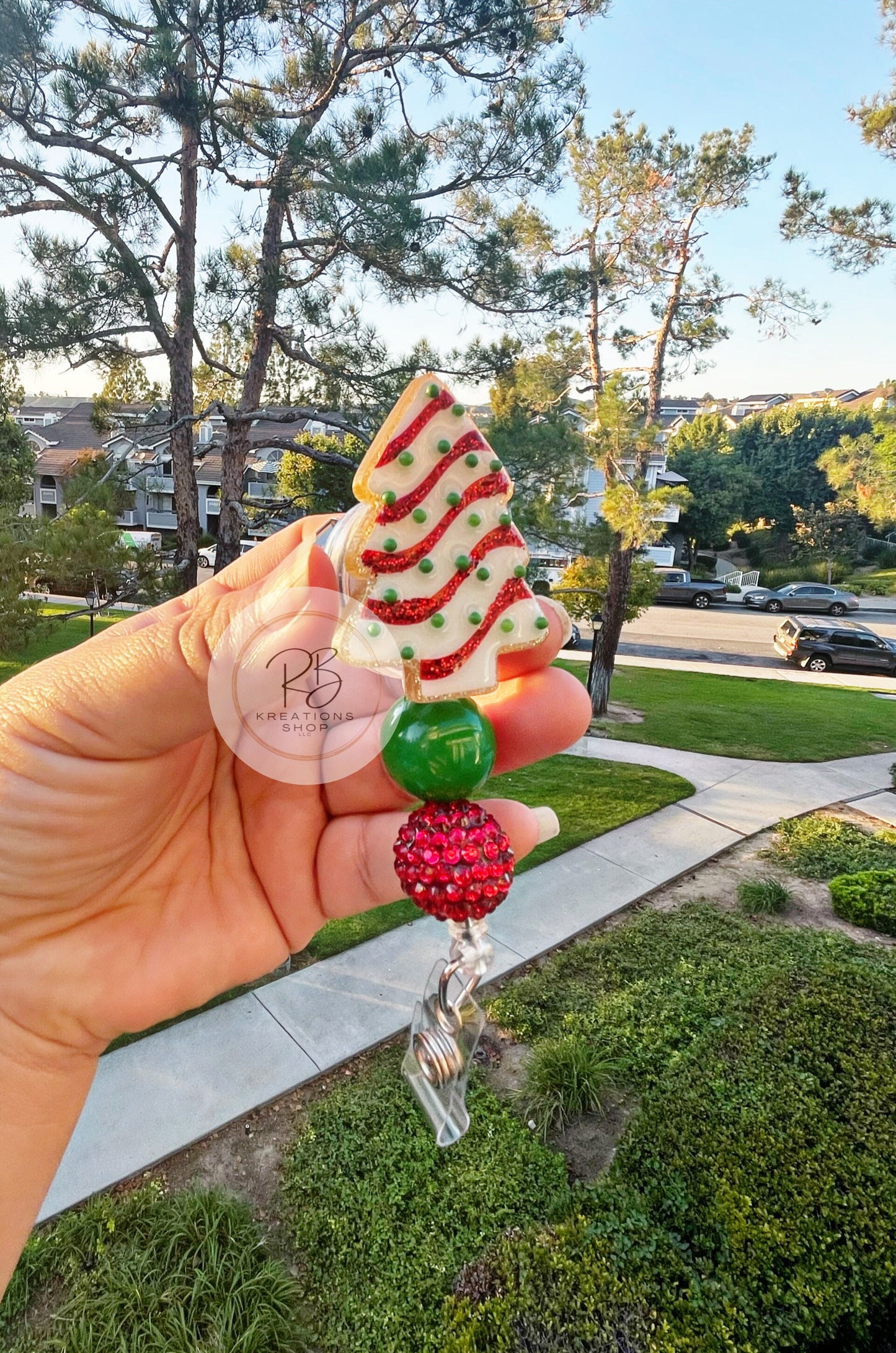 Christmas tree cookie with beads | Christmas Tree | Sprinkle Tree cookie | Medical Badge Reel | Nurses | Retractable | Interchangeable |