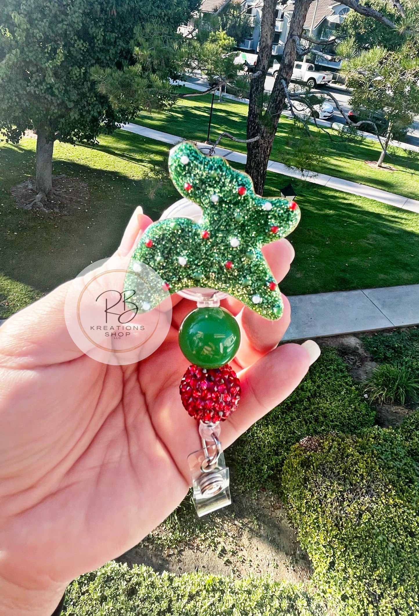 Reindeer animal cookie with beads badge reel | Reindeer cookie| Sprinkle Reindeer cookie | Medical Badge | Retractable | Interchangeable |