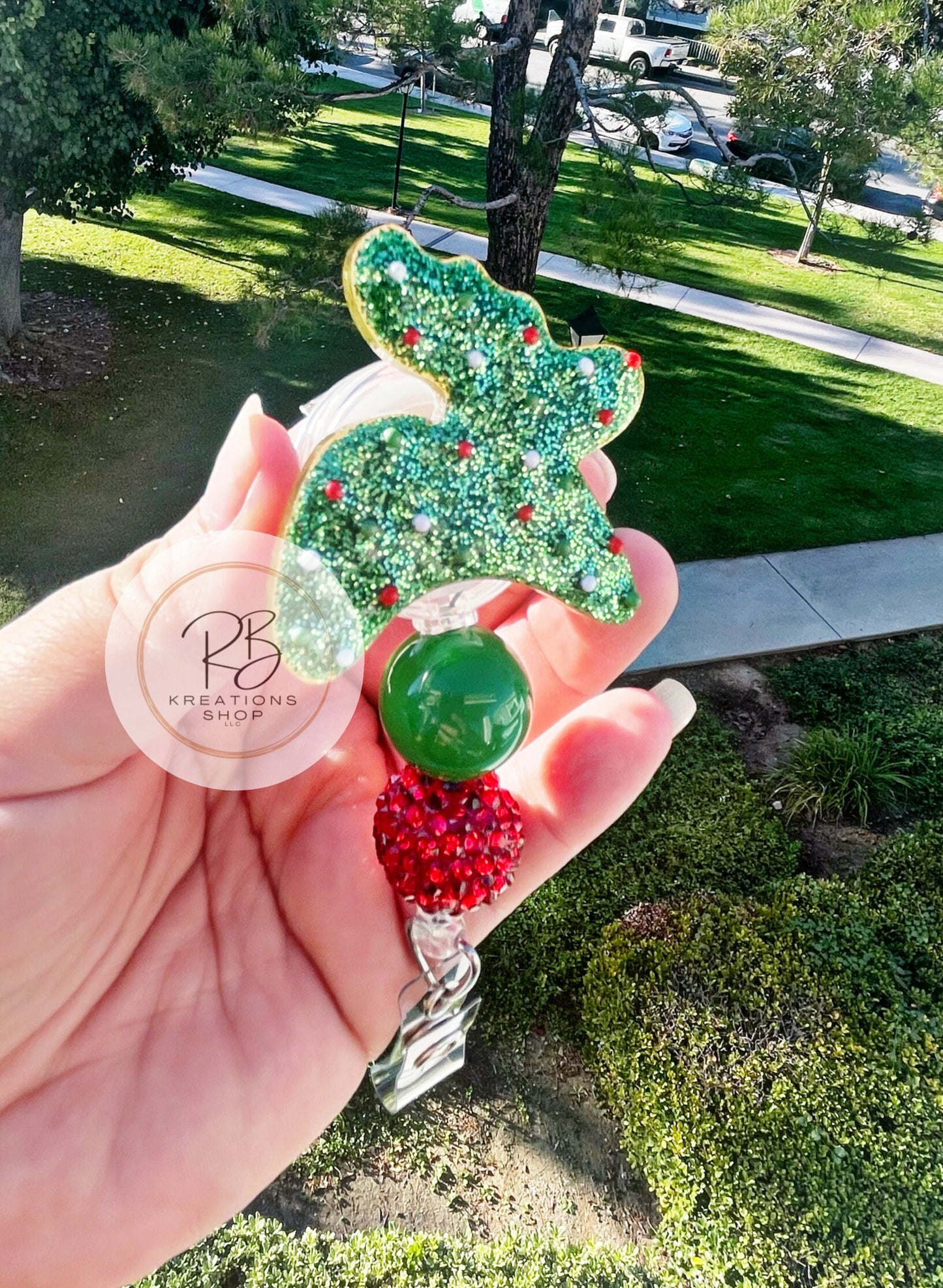 Reindeer animal cookie with beads badge reel | Reindeer cookie| Sprinkle Reindeer cookie | Medical Badge | Retractable | Interchangeable |