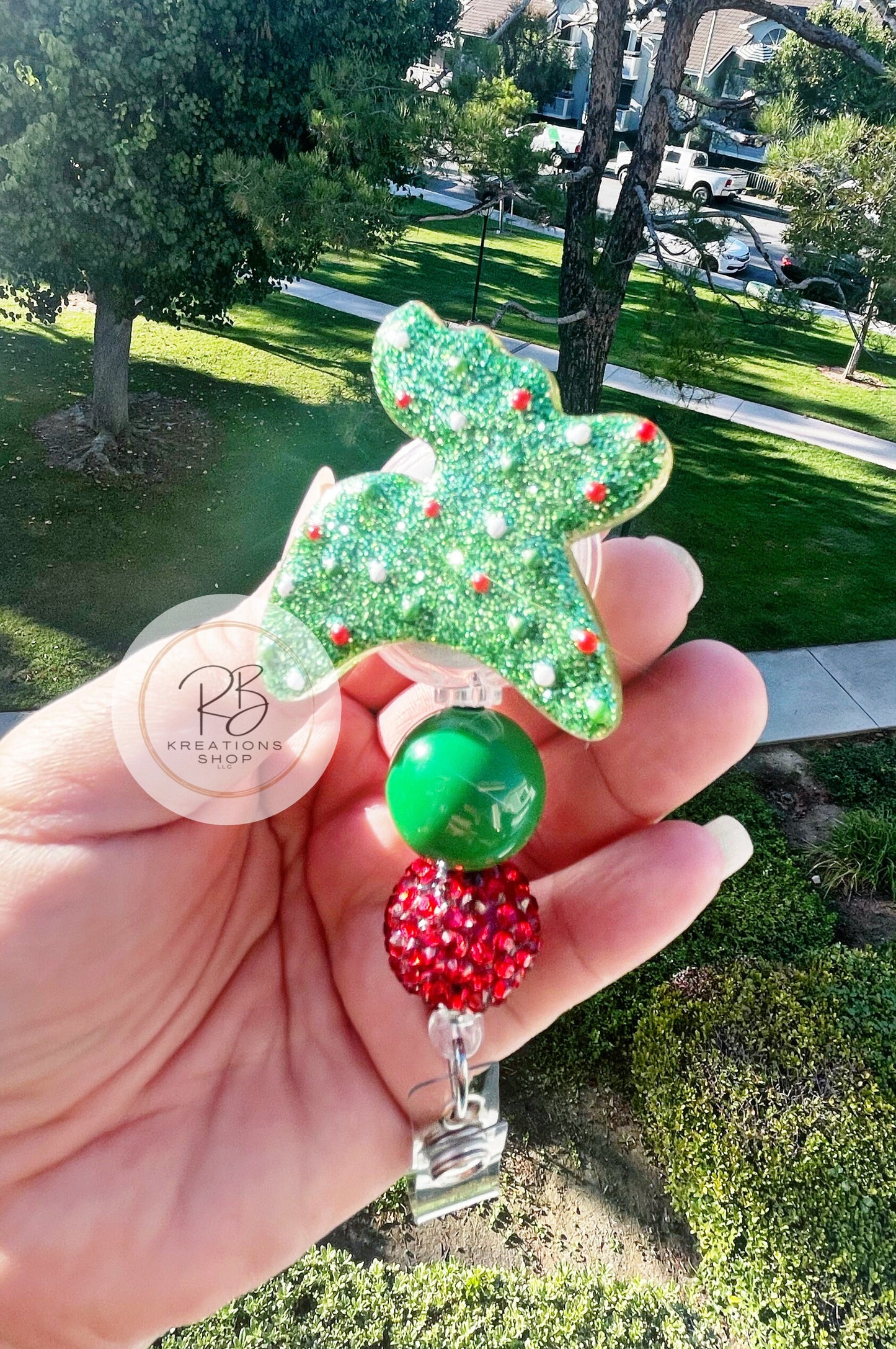 Reindeer animal cookie with beads badge reel | Reindeer cookie| Sprinkle Reindeer cookie | Medical Badge | Retractable | Interchangeable |