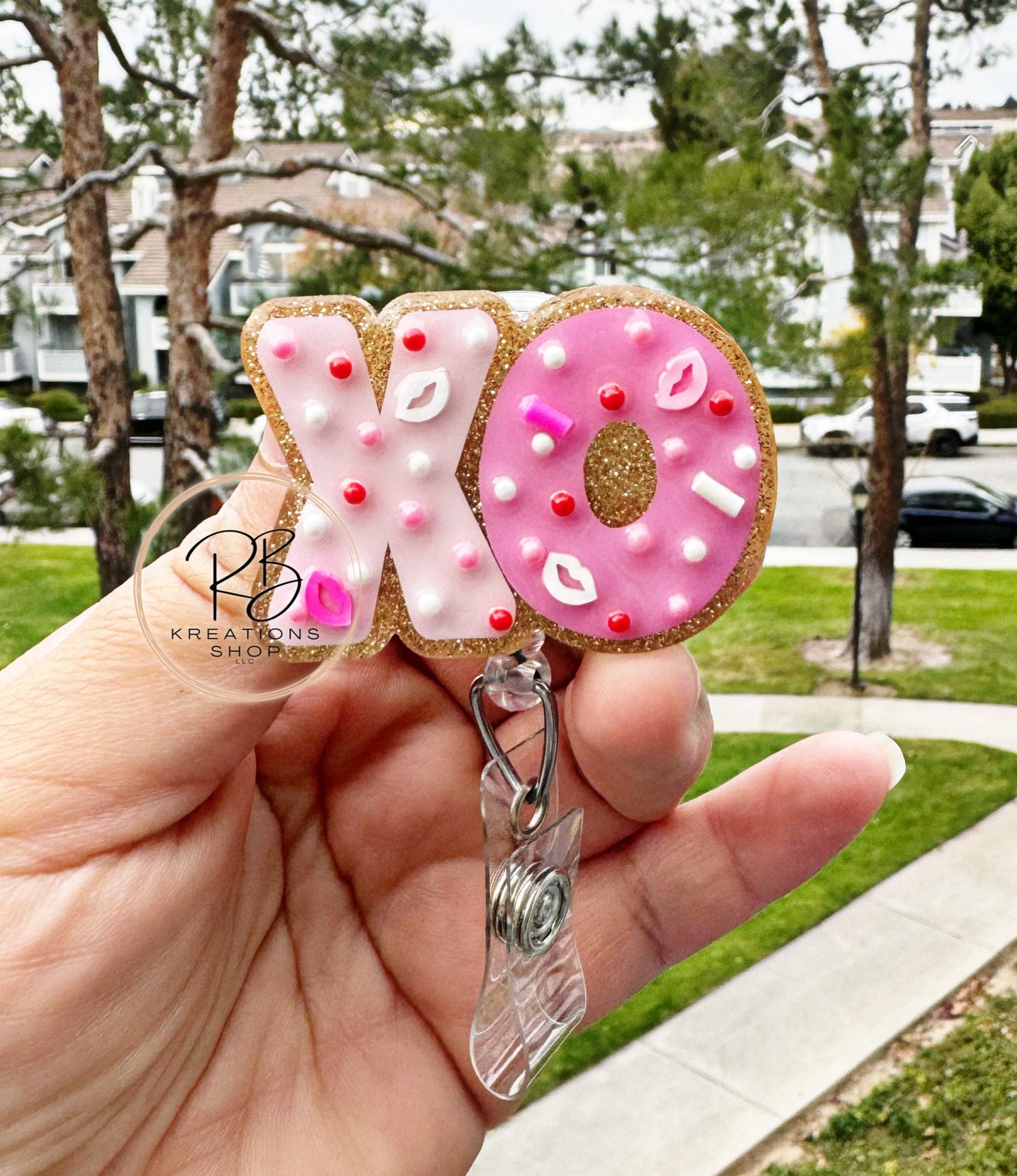 Valentine's Day Cookie Badge reel | XO Cookie badge reel | Hospital Staff | Nurses | Retractable | Interchangeable | Holiday Badge reel
