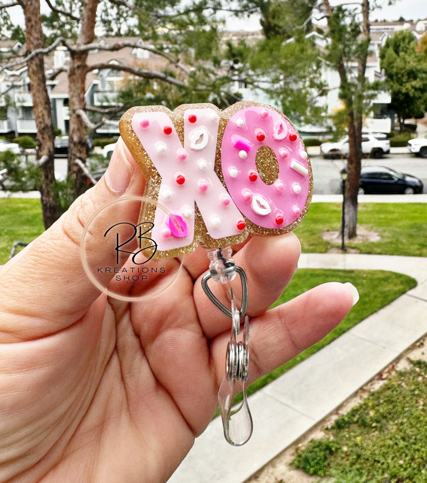 Valentine's Day Cookie Badge reel | XO Cookie badge reel | Hospital Staff | Nurses | Retractable | Interchangeable | Holiday Badge reel