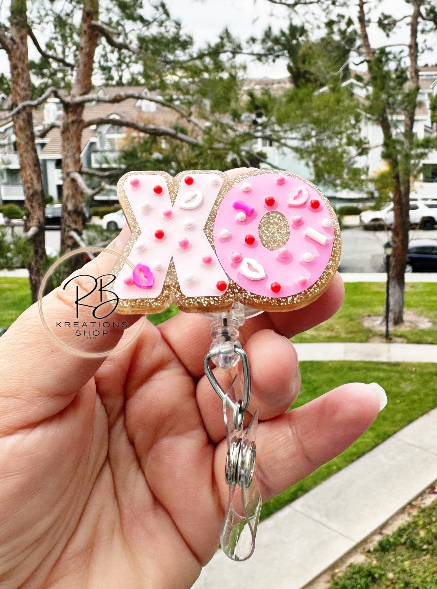 Valentine's Day Cookie Badge reel | XO Cookie badge reel | Hospital Staff | Nurses | Retractable | Interchangeable | Holiday Badge reel