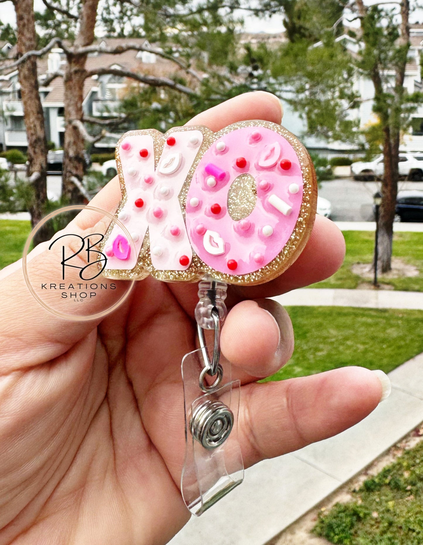 Valentine's Day Cookie Badge reel | XO Cookie badge reel | Hospital Staff | Nurses | Retractable | Interchangeable | Holiday Badge reel